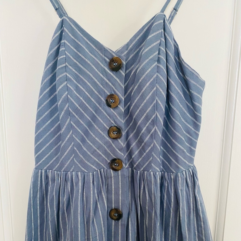 Japna Blue/White Stripe Button Front Dress